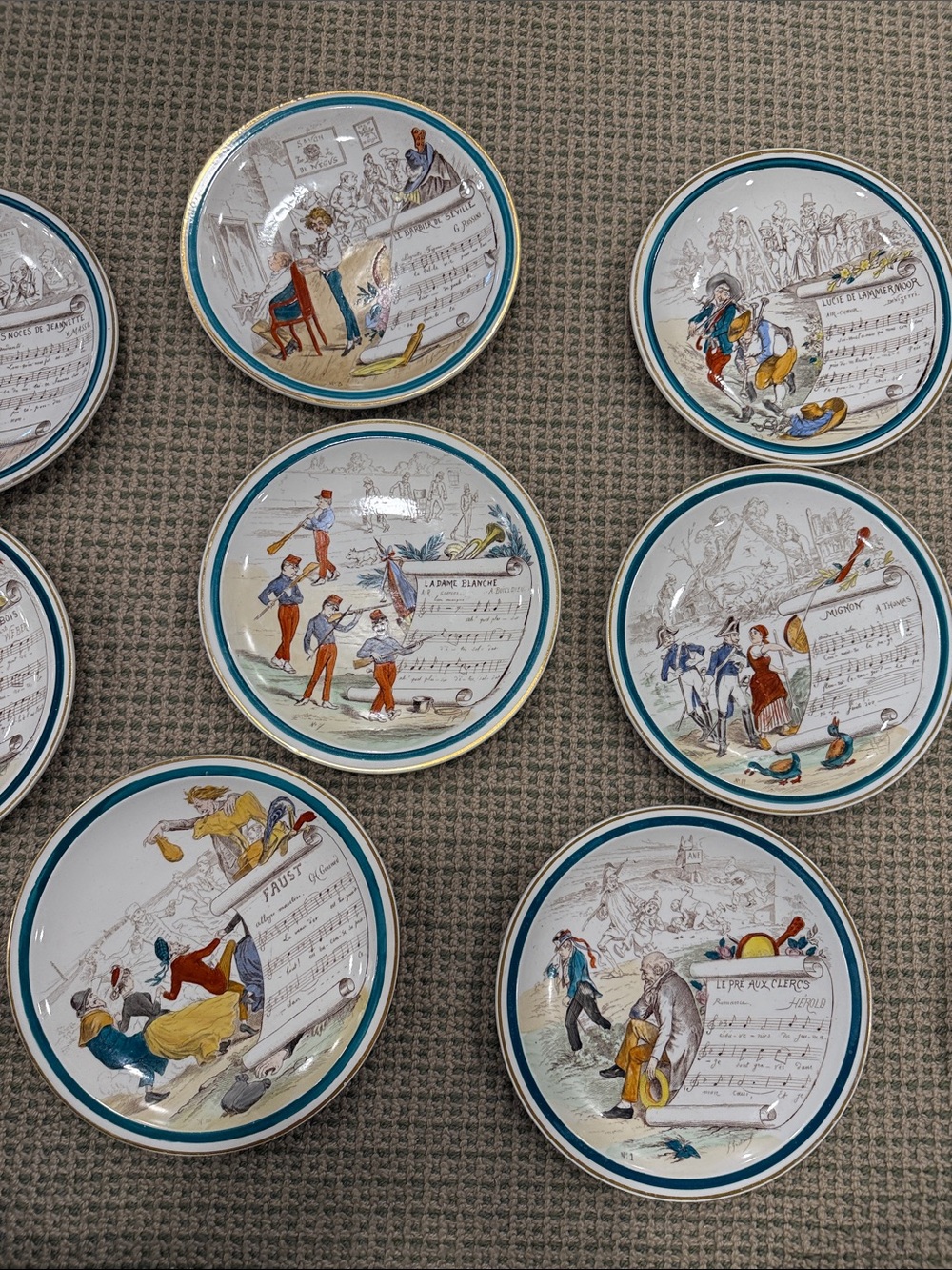 Set of 10 musical antique plates made in France!